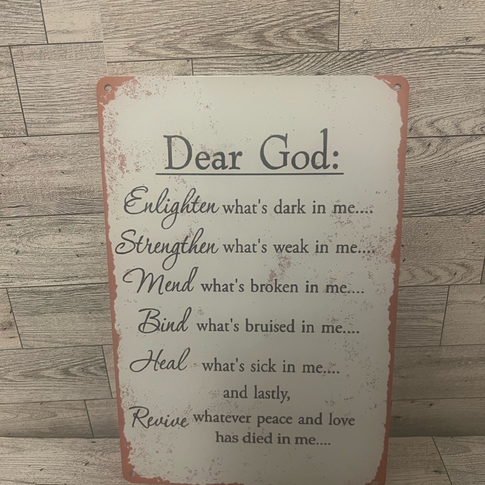 Dear God Prayer Wall Sign - Cream and Rust Home Wall Decor